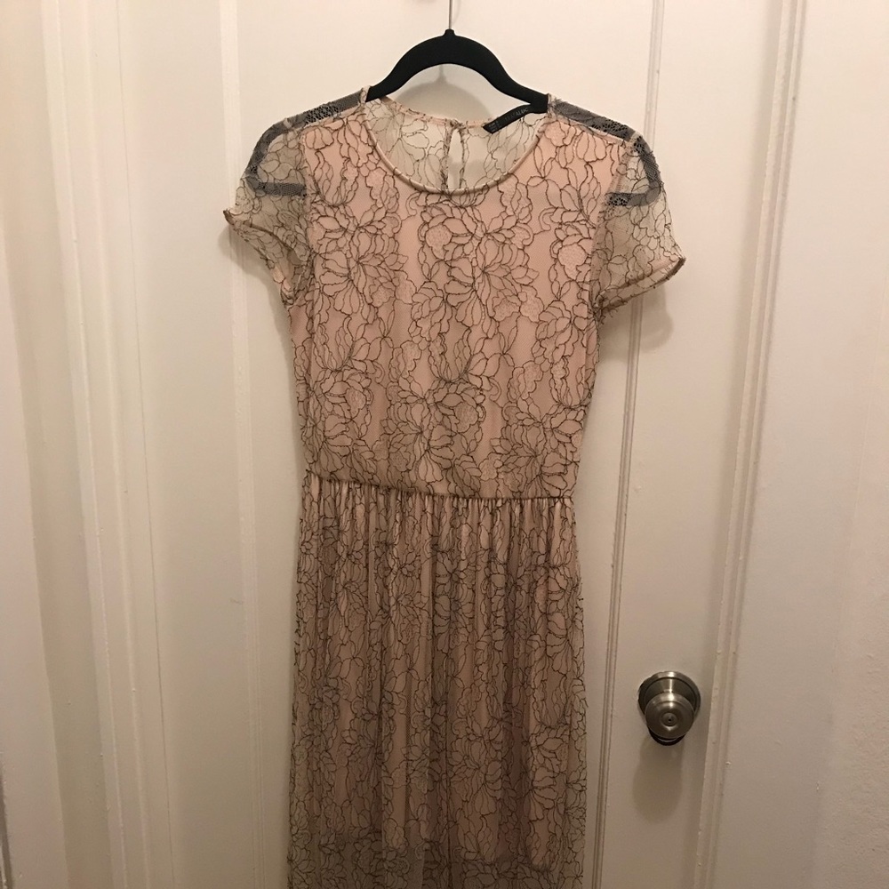 Blush Zara dress with black lace